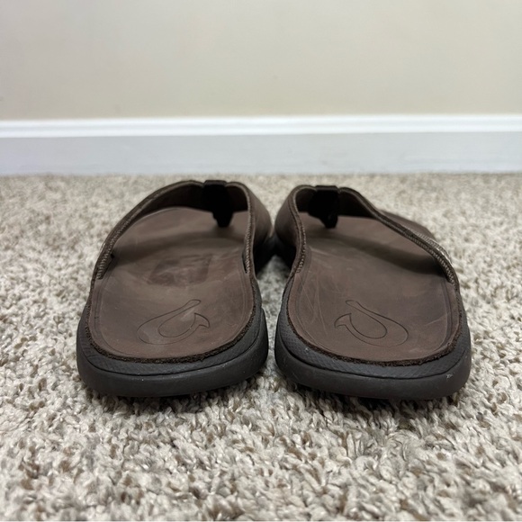 OluKai Tuahine Men’s Waterproof Leather Sandals Dark Wood Size 10 main image 9